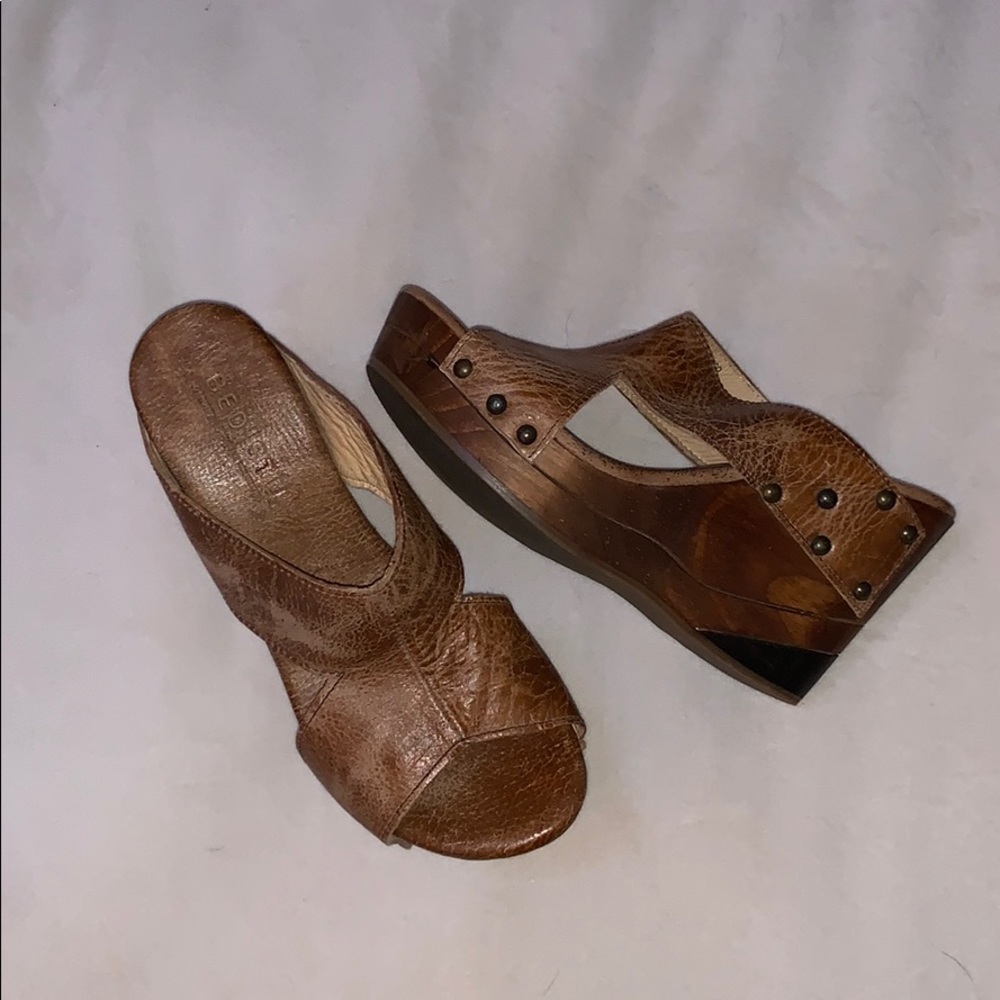 Brown Leather BedStu Platform Shoes